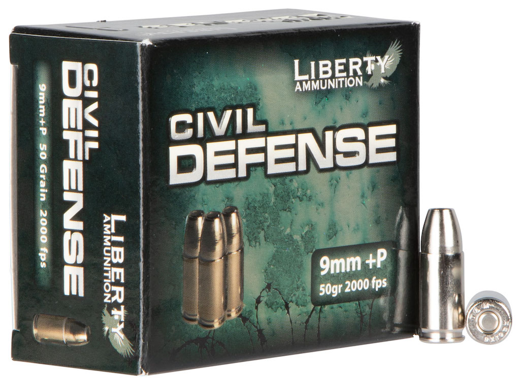 Liberty Civil Defense 9mm Luger+P Brass HP 50 Grain 20 Rounds