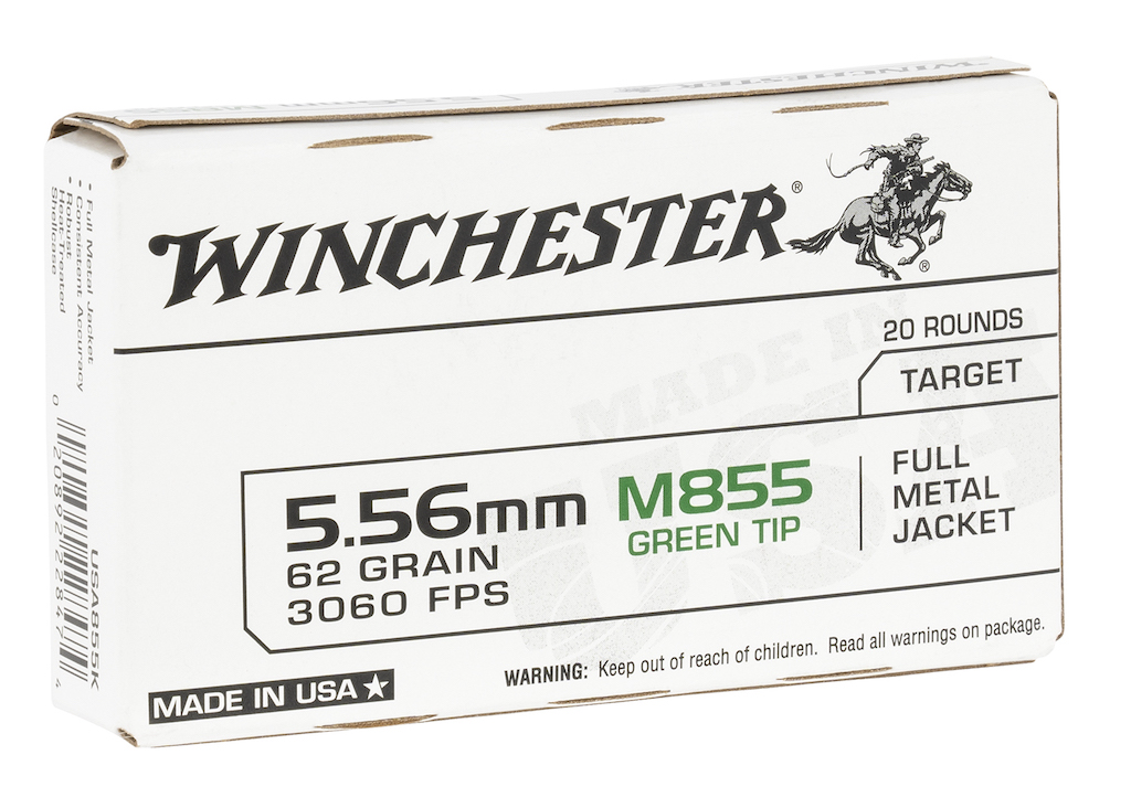 Winchester Green Tip 5.56x45mm NATO Brass FMJ 62 Grain 20 Rounds