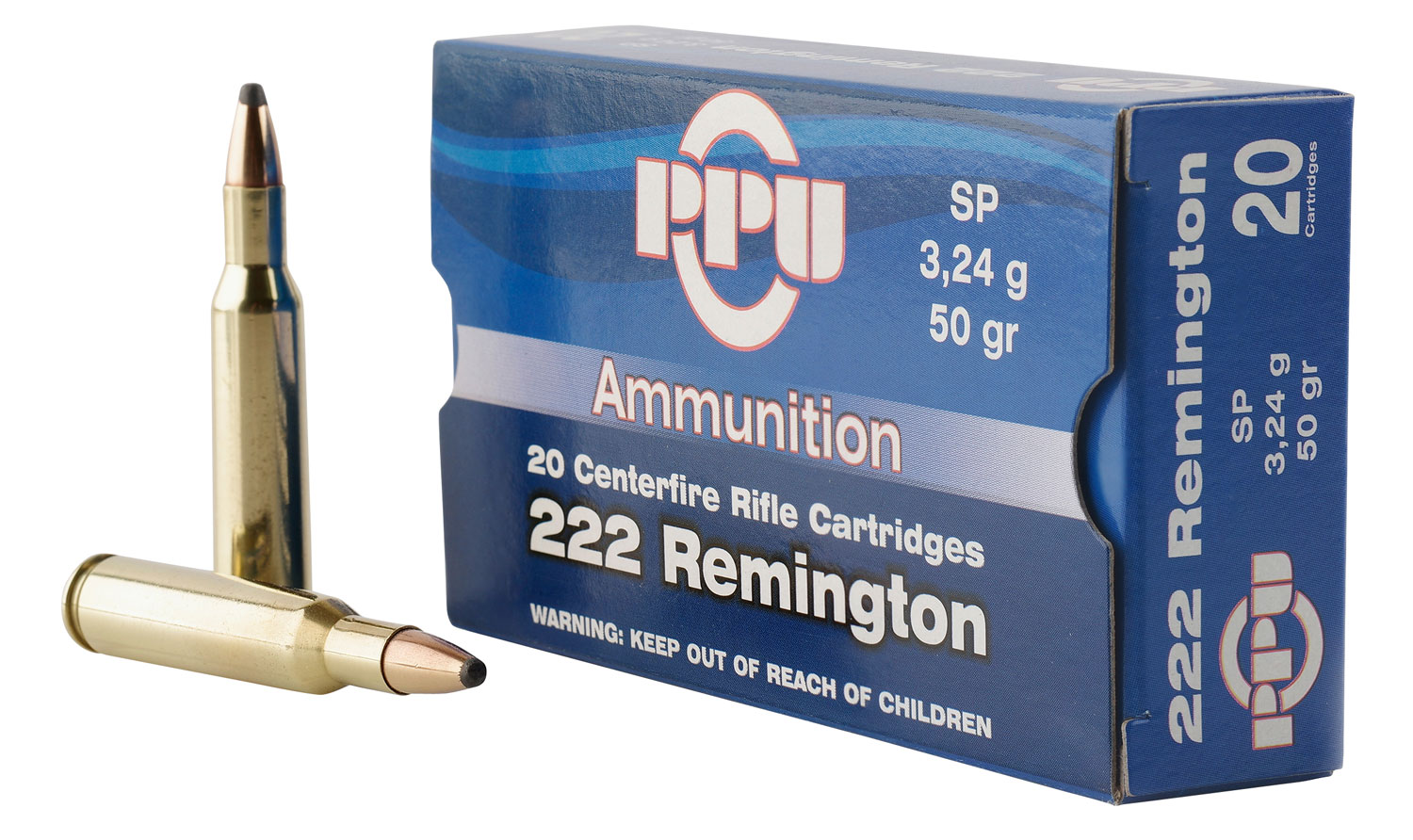 Prvi Partizan 222 Remington SP 50 Grain 20-Round Box | Brass-Cased Hunting Ammo