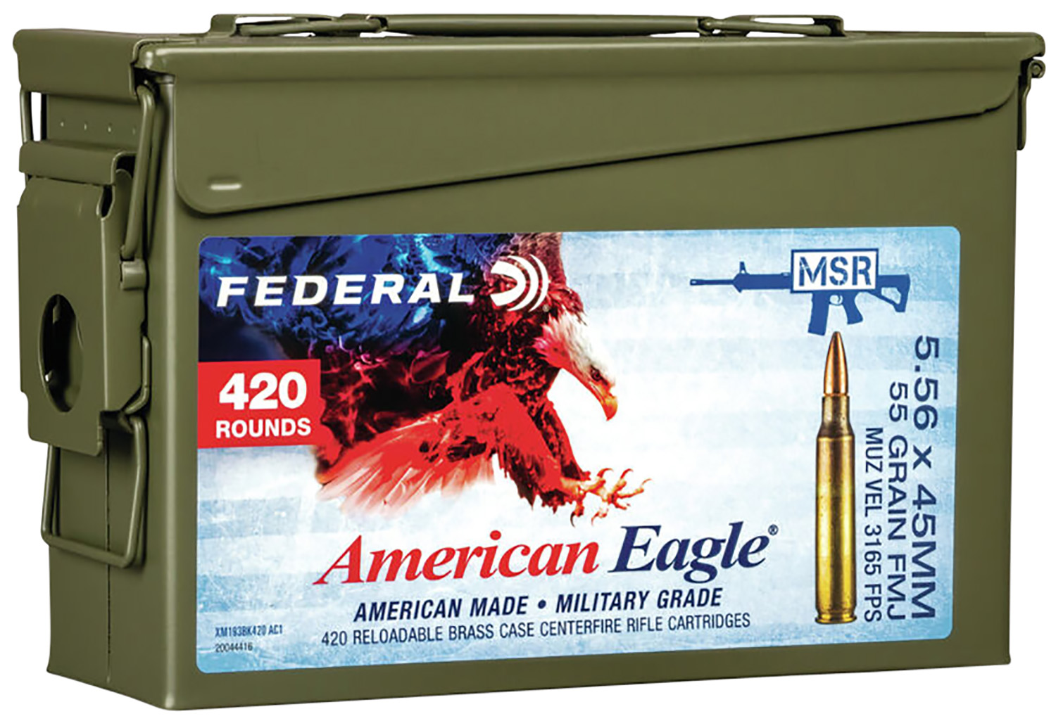 Federal American Eagle 5.56x45mm NATO Brass FMJBT 55 Grain 420 Rounds