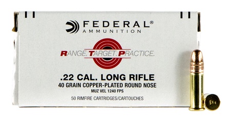 Federal RTP 22 Long Rifle Brass CPRN 40 Grain 50 Rounds