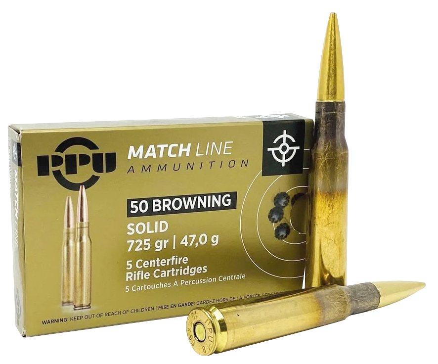 Prvi Partizan Match Line 50 BMG Brass FMJ 725 Grain 5 Rounds