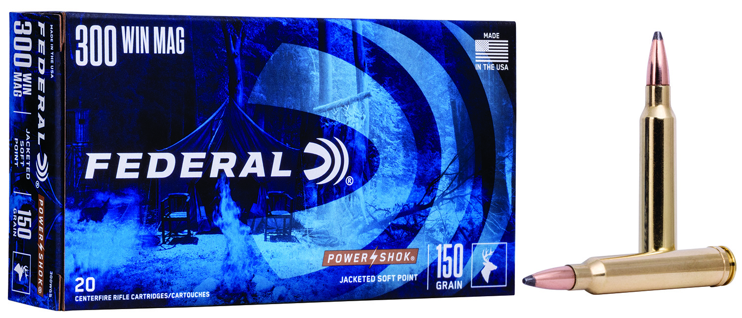 Federal Power-Shok 300 Win Mag Brass Jacketed Soft Point 150 Grain 20 Rounds