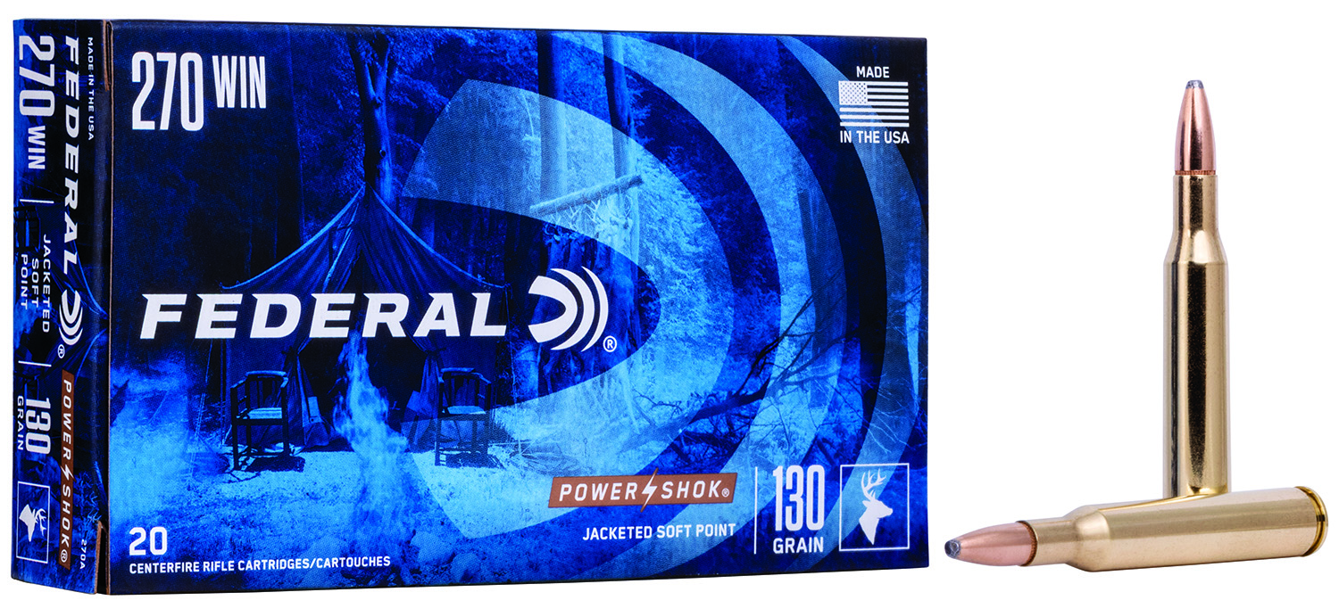 Federal 270 Winchester Power-Shok Brass JSP 130 Grain 20 Rounds