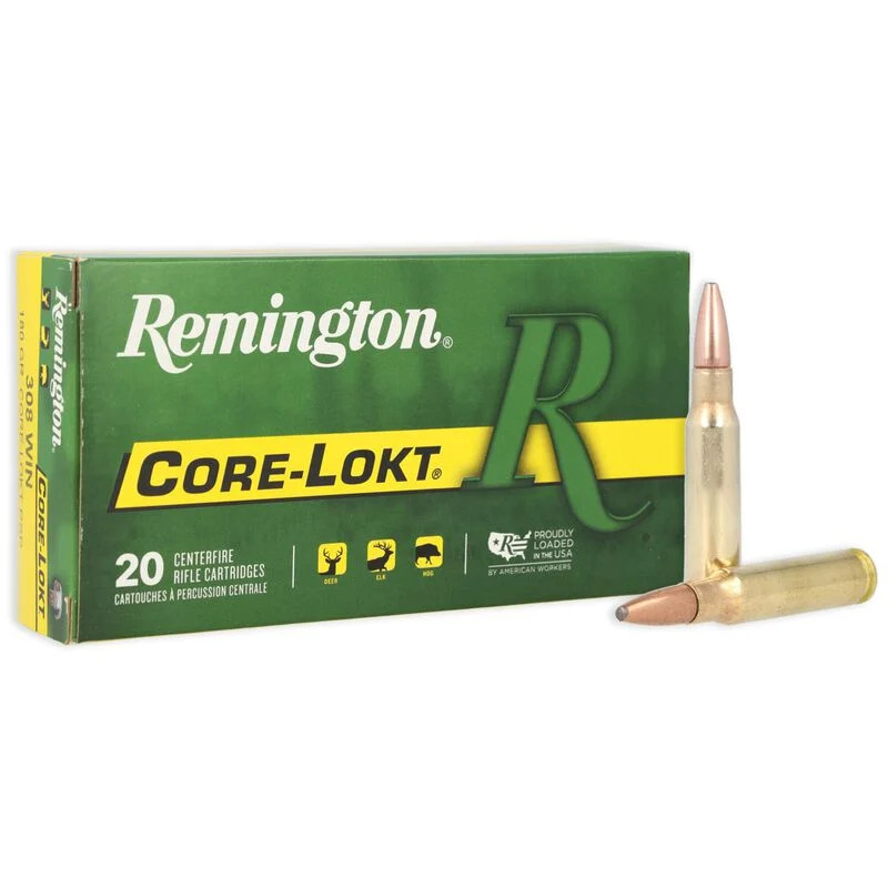 Remington Core-Lokt 308 Winchester Pointed Soft Point Core-Lokt 180 Grain 20 Rounds