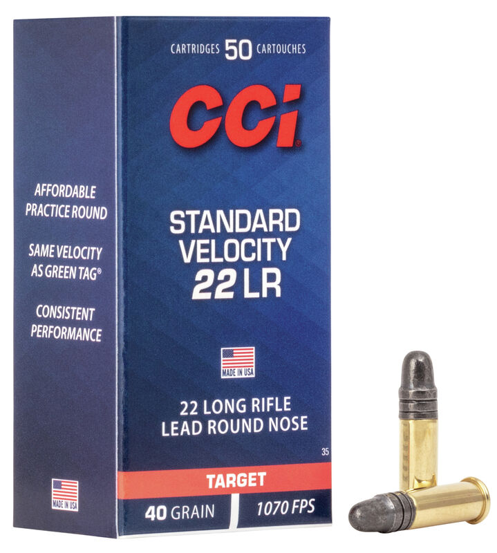 CCI Standard Velocity .22LR Brass LRN 40 Grain 50 Rounds