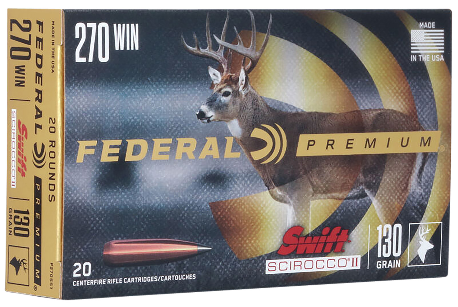Federal Premium 270 Winchester Nickel Plated Brass 130 Grain 20 Rounds