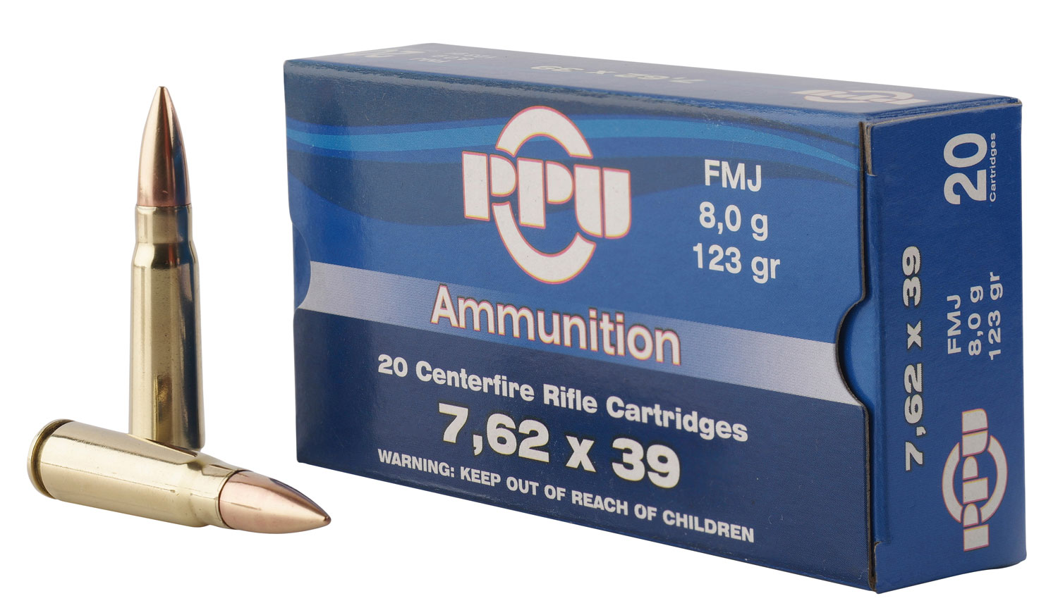 Prvi Partizan 7.62x39mm Brass FMJ 123 Grain 20 Rounds